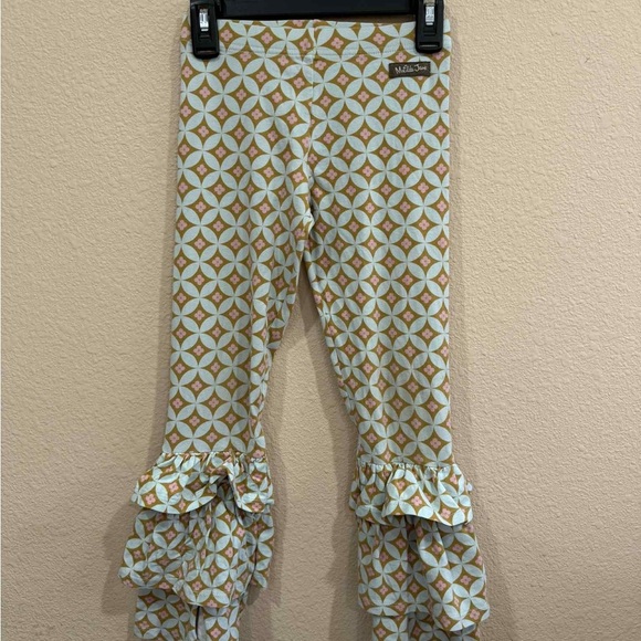 Matilda Jane Other - Matilda Jane Geometric Ruffle Leggings - Blue and Brown